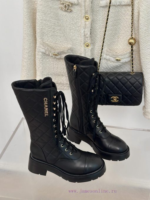 Chanel | Chanel Classic Autumn/Winter Ba Shuang C diamond grid letter thick heeled mid heele5igffotf - Image 4