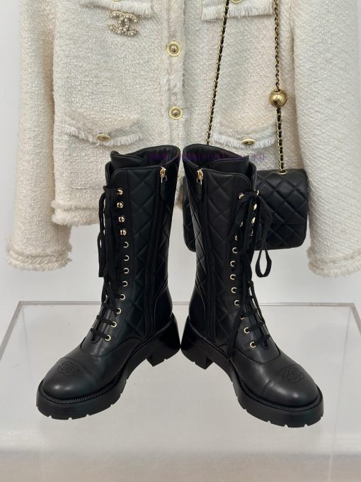 Chanel | Chanel Classic Autumn/Winter Ba Shuang C diamond grid letter thick heeled mid heele5igffotf - Image 6