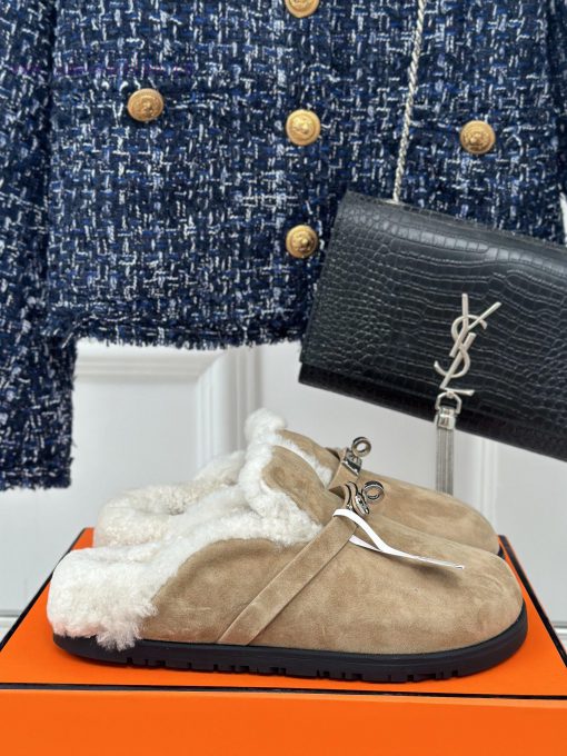 Hermer/Hermes Classic Kelly BuckleBoken hairy slippers with a half toe coverAutumn and winte54x9d0vp - Image 2