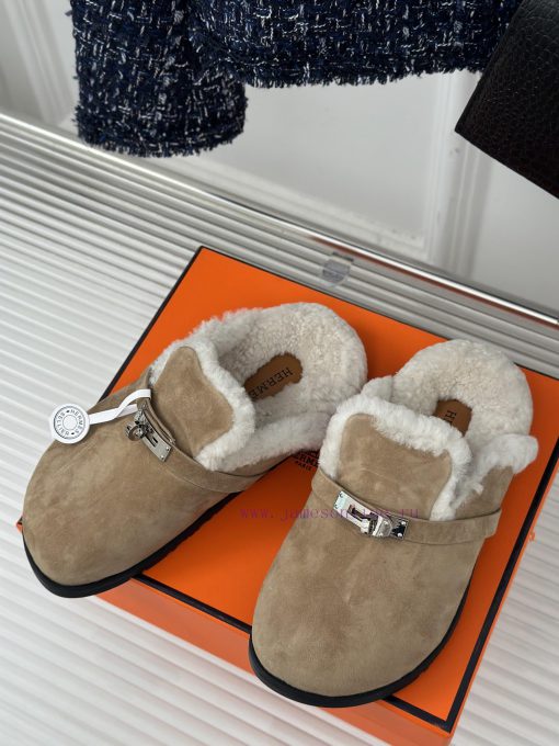Hermer/Hermes Classic Kelly BuckleBoken hairy slippers with a half toe coverAutumn and winte54x9d0vp - Image 3