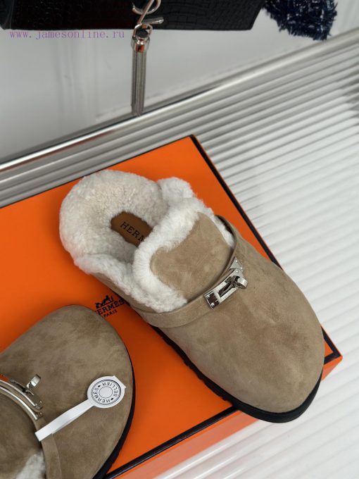 Hermer/Hermes Classic Kelly BuckleBoken hairy slippers with a half toe coverAutumn and winte54x9d0vp - Image 6
