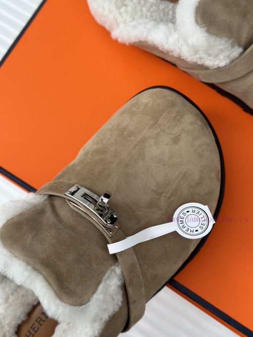 Hermer/Hermes Classic Kelly BuckleBoken hairy slippers with a half toe coverAutumn and winte54x9d0vp - Image 8