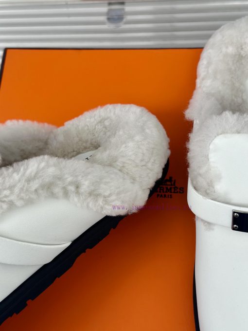 Hermer/Hermes Classic Kelly BuckleBoken hairy slippers with a half toe coverAutumn and wintefz3bkpyl - Image 7