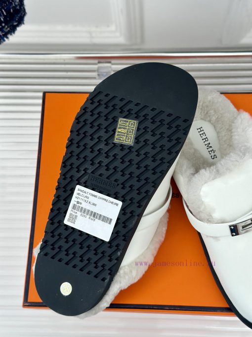 Hermer/Hermes Classic Kelly BuckleBoken hairy slippers with a half toe coverAutumn and wintefz3bkpyl - Image 10