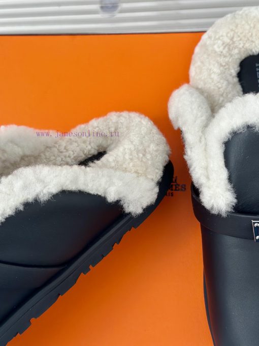 Hermer/Hermes Classic Kelly BuckleBoken hairy slippers with a half toe coverAutumn and wintee5n8nsip - Image 7