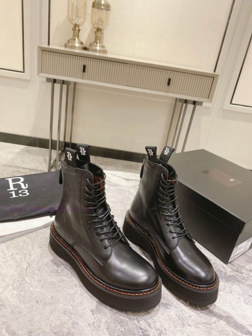 R13 motorcycle boots military bootsCow skin noodlesYang Mi has the same style and a high expzvi96jok - Image 2