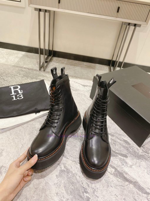 R13 motorcycle boots military bootsCow skin noodlesYang Mi has the same style and a high expzvi96jok - Image 3