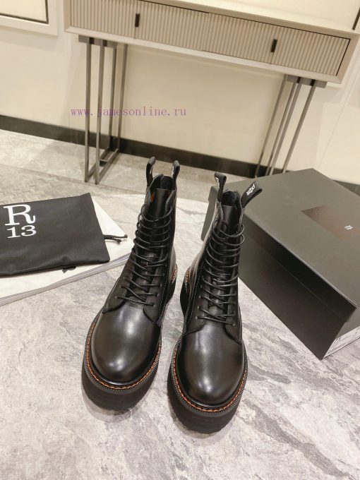 R13 motorcycle boots military bootsCow skin noodlesYang Mi has the same style and a high expzvi96jok - Image 4