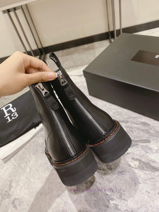 R13 motorcycle boots military bootsCow skin noodlesYang Mi has the same style and a high expzvi96jok - Image 9