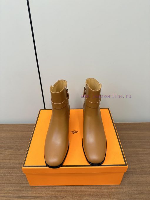 Hermes H's new Hermes small round toe high heels and ankle boots motorcycle bootsTop tier, t6jk4kegb