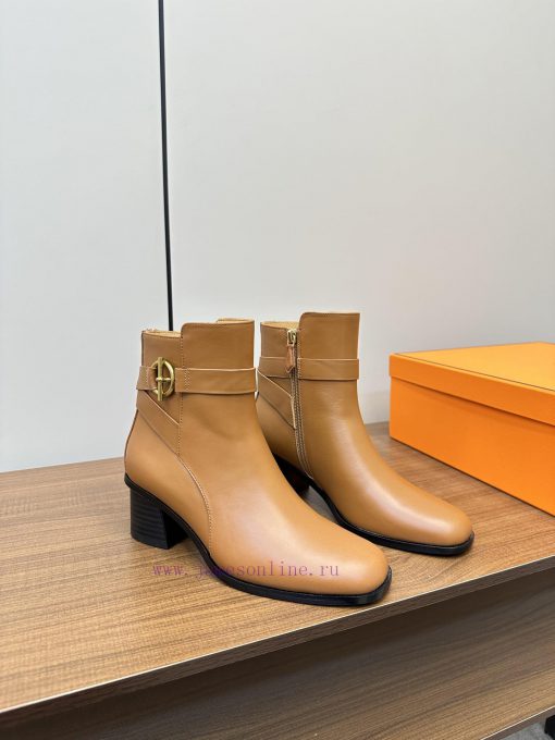 Hermes H's new Hermes small round toe high heels and ankle boots motorcycle bootsTop tier, t6jk4kegb - Image 3