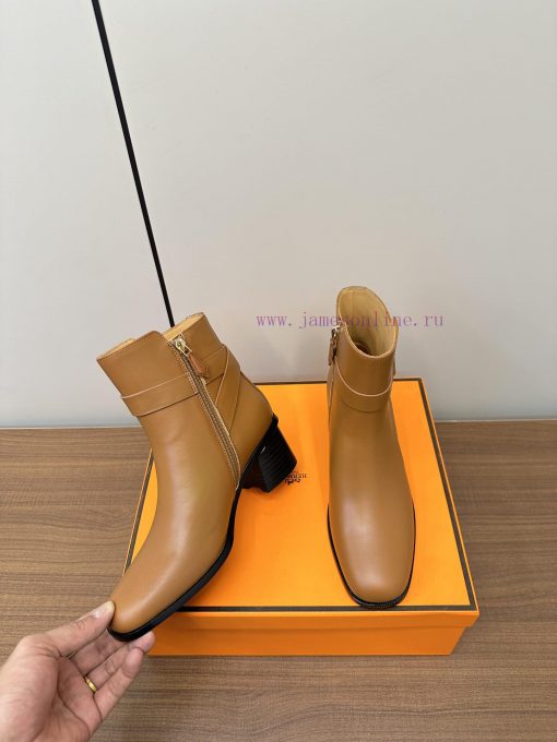 Hermes H's new Hermes small round toe high heels and ankle boots motorcycle bootsTop tier, t6jk4kegb - Image 7