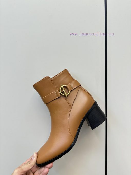 Hermes H's new Hermes small round toe high heels and ankle boots motorcycle bootsTop tier, t6jk4kegb - Image 8
