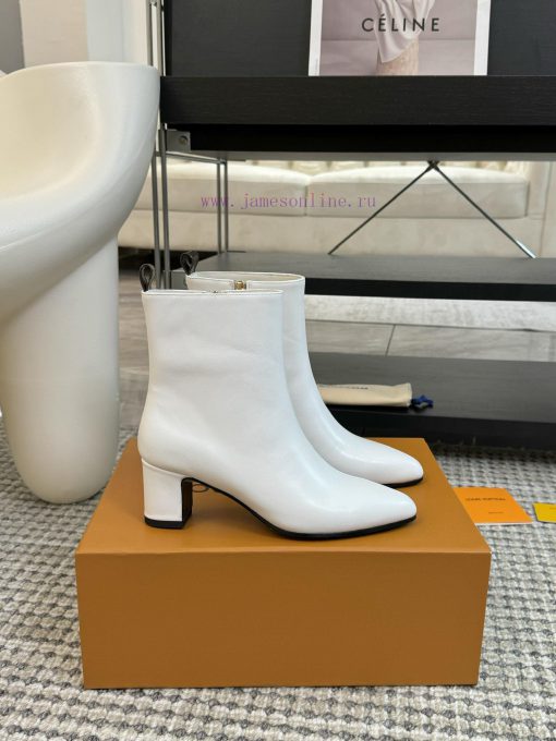 LV donkey brand 2024 autumn and winter new style thick heel short boots pointed bare bootsIgimg6jd8 - Image 5