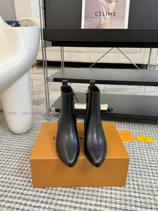 LV donkey brand 2024 autumn and winter new style thick heel short boots pointed bare bootsI8ecoaofp - Image 2