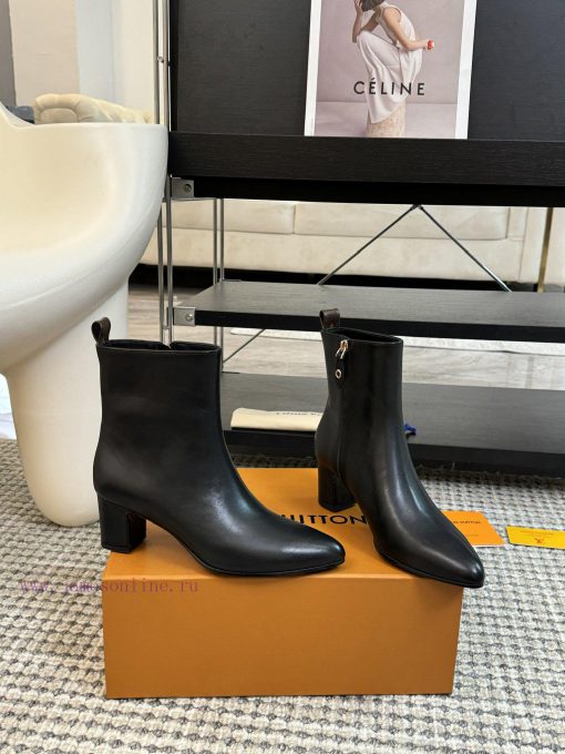 LV donkey brand 2024 autumn and winter new style thick heel short boots pointed bare bootsI8ecoaofp - Image 3