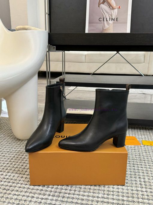 LV donkey brand 2024 autumn and winter new style thick heel short boots pointed bare bootsI8ecoaofp - Image 4