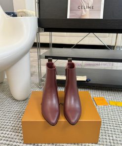 LV donkey brand 2024 autumn and winter new style thick heel short boots pointed bare bootsIk09gjo92