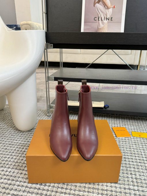 LV donkey brand 2024 autumn and winter new style thick heel short boots pointed bare bootsIk09gjo92