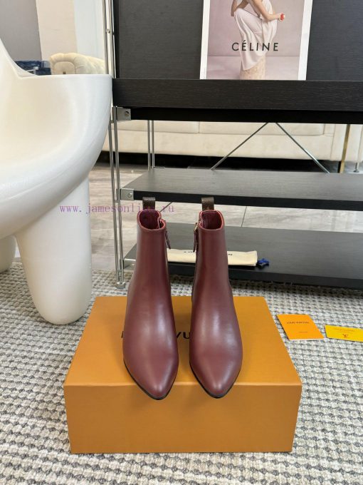 LV donkey brand 2024 autumn and winter new style thick heel short boots pointed bare bootsIk09gjo92 - Image 2