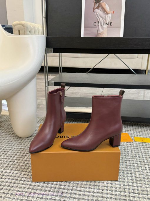 LV donkey brand 2024 autumn and winter new style thick heel short boots pointed bare bootsIk09gjo92 - Image 3
