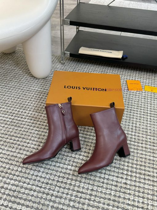 LV donkey brand 2024 autumn and winter new style thick heel short boots pointed bare bootsIk09gjo92 - Image 4
