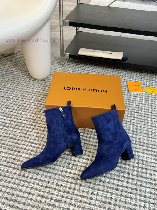 LV donkey brand 2024 autumn and winter new style thick heel short boots pointed bare bootsIaf8cx1kb - Image 6