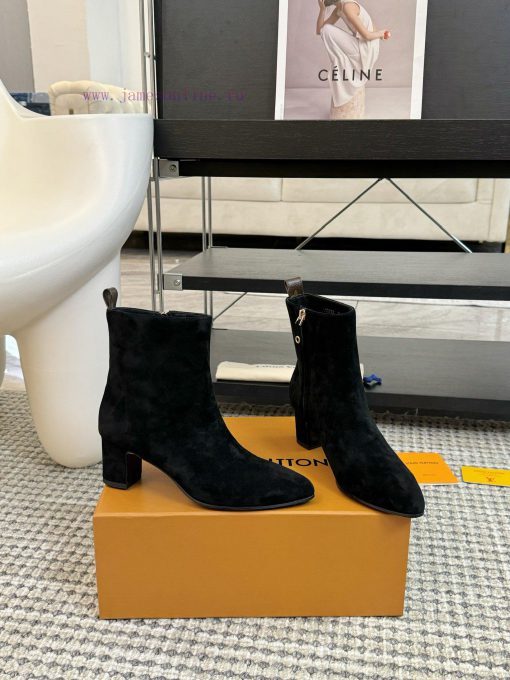 LV donkey brand 2024 autumn and winter new style thick heel short boots pointed bare bootsIlqa6hi4c - Image 3