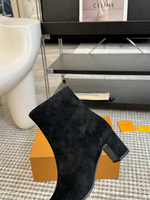 LV donkey brand 2024 autumn and winter new style thick heel short boots pointed bare bootsIlqa6hi4c - Image 6