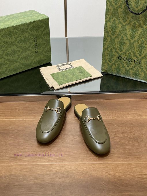 2024 Early Autumn New Gucci Latest Army Green Princeton Series Le Fu Slippers Top Quality Moflpix8y1 - Image 4
