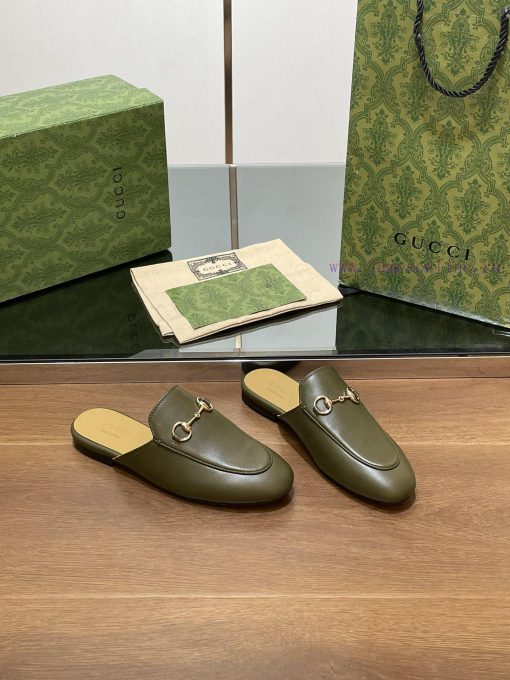 2024 Early Autumn New Gucci Latest Army Green Princeton Series Le Fu Slippers Top Quality Moflpix8y1 - Image 5
