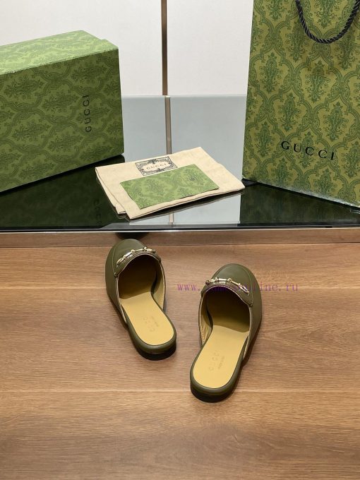 2024 Early Autumn New Gucci Latest Army Green Princeton Series Le Fu Slippers Top Quality Moflpix8y1 - Image 9