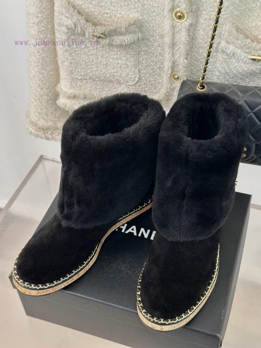Chanel | Chanel 24K Autumn/Winter New Product Chain Wood Grain Bottom Snow BootsFull of Chanja3j363d - Image 3