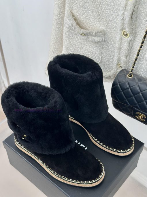 Chanel | Chanel 24K Autumn/Winter New Product Chain Wood Grain Bottom Snow BootsFull of Chanja3j363d - Image 4