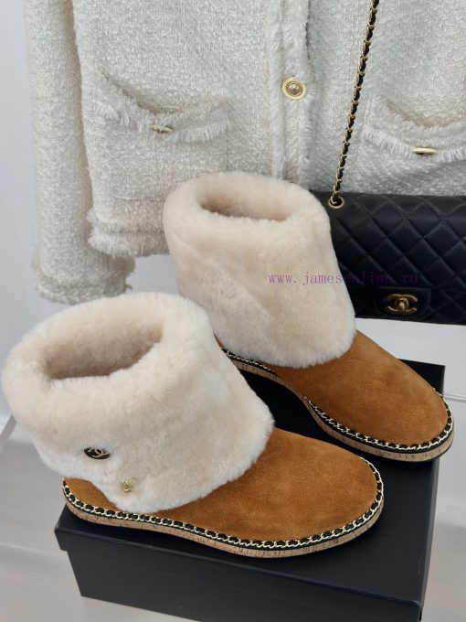 Chanel | Chanel 24K Autumn/Winter New Product Chain Wood Grain Bottom Snow BootsFull of Chann0ivqj8a - Image 4