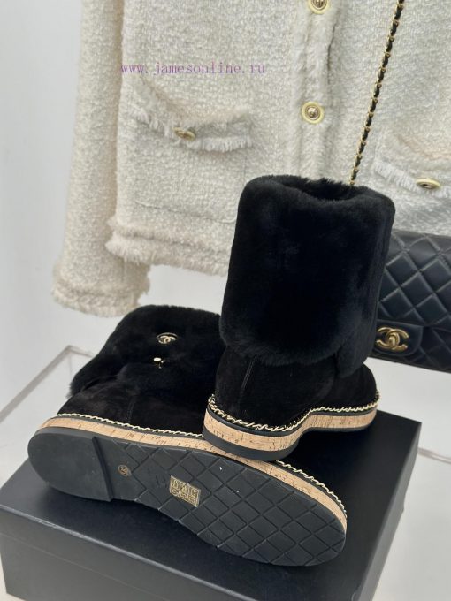 Chanel | Chanel 24K Autumn/Winter New Product Chain Wood Grain Bottom Snow BootsFull of Chanja3j363d - Image 10