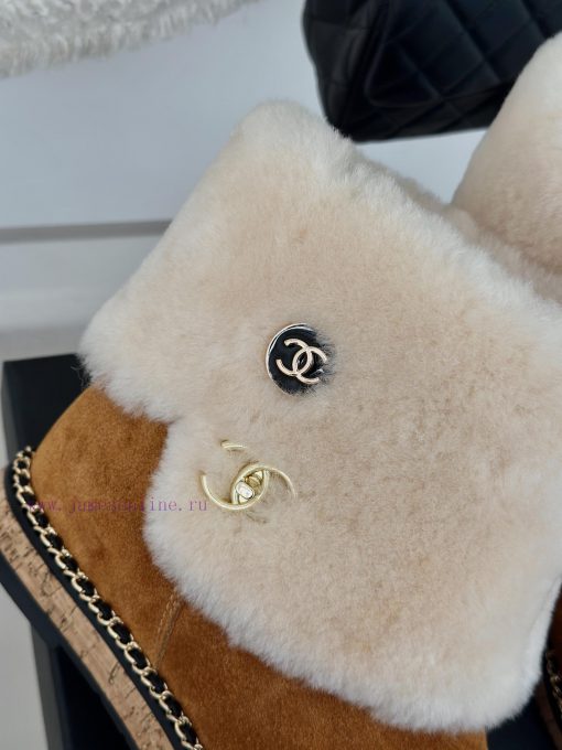Chanel | Chanel 24K Autumn/Winter New Product Chain Wood Grain Bottom Snow BootsFull of Chann0ivqj8a - Image 9