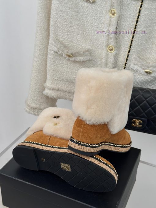 Chanel | Chanel 24K Autumn/Winter New Product Chain Wood Grain Bottom Snow BootsFull of Chann0ivqj8a - Image 10