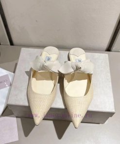 Jimmy Choo2024ssRali Lafite Grass Knitted Pointed Single Shoes, with a small sheepskin crossylgnrspu