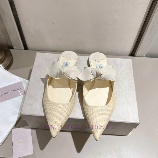 Jimmy Choo2024ssRali Lafite Grass Knitted Pointed Single Shoes, with a small sheepskin crossylgnrspu
