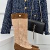 ODTD24ss Classic Retro Splicing Knight Boots Long BootsThe autumn and winter atmosphere artix4hf5m53