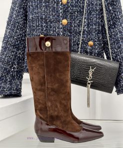 ODTD24ss Classic Retro Splicing Knight Boots Long BootsThe autumn and winter atmosphere artixe61pk2o