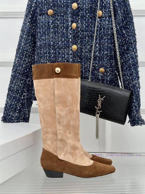 ODTD24ss Classic Retro Splicing Knight Boots Long BootsThe autumn and winter atmosphere artix4hf5m53 - Image 2