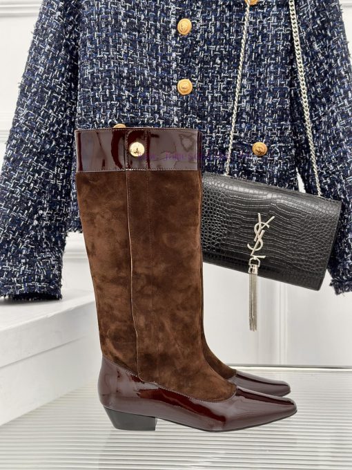 ODTD24ss Classic Retro Splicing Knight Boots Long BootsThe autumn and winter atmosphere artixe61pk2o - Image 2