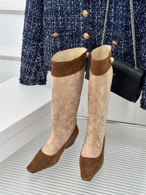 ODTD24ss Classic Retro Splicing Knight Boots Long BootsThe autumn and winter atmosphere artix4hf5m53 - Image 3