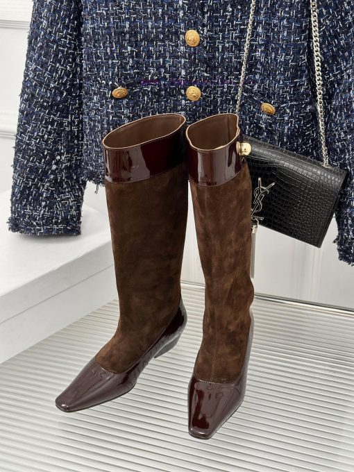 ODTD24ss Classic Retro Splicing Knight Boots Long BootsThe autumn and winter atmosphere artixe61pk2o - Image 3
