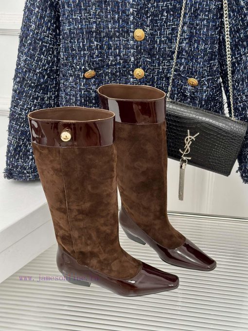 ODTD24ss Classic Retro Splicing Knight Boots Long BootsThe autumn and winter atmosphere artixe61pk2o - Image 4