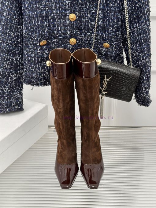 ODTD24ss Classic Retro Splicing Knight Boots Long BootsThe autumn and winter atmosphere artixe61pk2o - Image 5