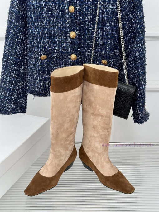 ODTD24ss Classic Retro Splicing Knight Boots Long BootsThe autumn and winter atmosphere artix4hf5m53 - Image 6
