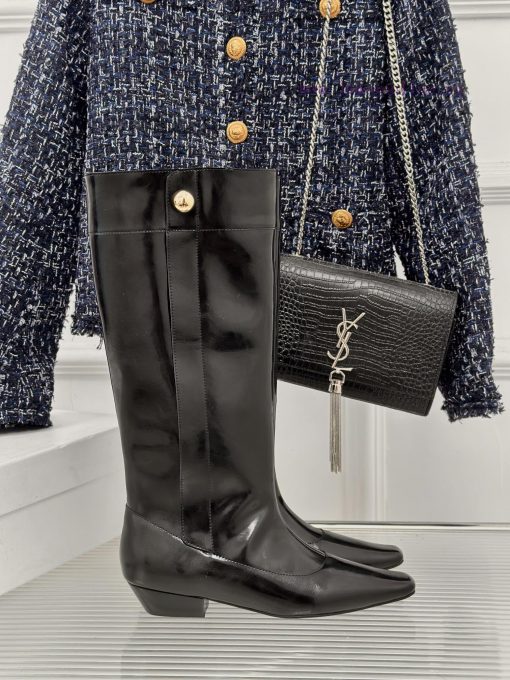 ODTD24ss Classic Retro Splicing Knight Boots Long BootsThe autumn and winter atmosphere artied0ecmjb - Image 2